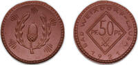 Germany 50 Pfennigs Weixdorf, Municipality of 1921 50 Pfennig - Bad Weixdorf-Lausa Porcelain (brown) 2.9g UNC Men05 26467.3 Scheuch 253a -