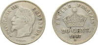 France 20 Centimes France Second Empire 1867 A 20 Centimes - Napoleon III Silver (.835) Paris Mint (5611381) 1g XF F 150 Gad 309 KM 808.1 -