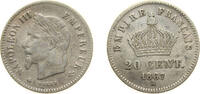 France 20 Centimes France Second Empire 1867 A 20 Centimes - Napoleon III Silver (.835) Paris Mint (5611381) 1g VF F 150 Gad 309 KM 808.1 -