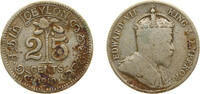 Sri Lanka 25 Cents Sri Lanka British Ceylon colony 1910 25 Cents - Edward VII Silver (.800) Royal Mint (Tower Hill) (800000) 2.916g VF KM 98 -