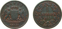 Germany 1 Kreuzer Germany Grand-duchy of Baden German states 1863 1 Kreuzer - Friedrich I Copper (765370) 4g VF KM 242 AKS 132 -