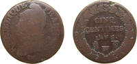 France 5 Centimes France First Republic AN 5 (1796) W 5 Centimes Copper Lille Mint 9.3g VF KM 640 -