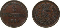 Germany 2 Pfennig Germany Kingdom of Bavaria German states 1866 2 Pfenning - Ludwig II Copper (234000) 2.4g AU KM 857 AKS 184 -