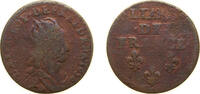 France 3 Deniers France Kingdom 1655-1658 Liard of France with juvenile bust - Louis XIV Copper 3.35g VF Dy royales 1588 GadR 80 KM 192 -