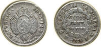Bolivia 5 Centavos Bolivia Republic 1874 PTS FE 5 Centavos Silver (.900) Potosi Mint 1.15g VF Cleaned KM 157.1 -