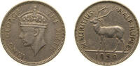 Mauritius Mauritius British crown colony 1950   Rupee - George VI Copper-nickel Royal Mint (Tower Hill) (1000000) 5.85g XF KM 28 Schön 29   Rupee 195
