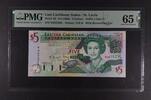 EAST CARIBBEAN STATES 5 DOLLARS ST. LUCIA. Suffix Letter L. With Brown Fish Eye. -