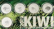 New Zealand Dollar Kiwi Specimen 5 Half Ounce Coins Set -