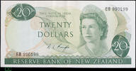 New Zealand 20 Dollars R.L. Knight signature -