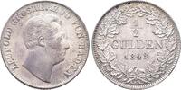 Baden Durlach 1/2 Gulden 1848. Karl Leopold Friedrich 1830-1852. Hübsche Patina, UNC-