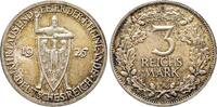 Weimarer Republik 3 Reichsmark 1925 A. Rheinlande. Vorzüglich 40,00 EUR  Excl. 9,00 EUR Verzending
