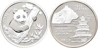 Silbermedaille 1996. China Munich Coin Show. Panda. Polierte Platte in Kapsel