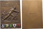 Schweiz Bronzegussplakette von Huguenin/Locle auf den Skipatrollienlauf. -