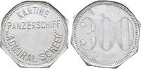 Deutschland / Panzerschiff Admiral Scheer 300 Pfennig Auslandseinsätze der deutschen Kriegsflotte. Aluminium Kantine Marke. -