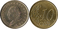 VATICAN 10 c 2002 JEAN PAUL II Unz 50,00 EUR  Excl. 12,00 EUR Verzending