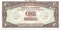 British Armed Forces 1 Shilling 4th Series - Cancelled 2 Punch Holes -