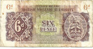 British Military Authority 6 Pence used in Greece -