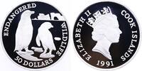 Cook Islands 50 Dollars Silber Bedrohte Tierwelt, Brillenpinguine -