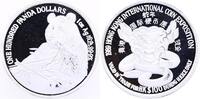 Hong Kong 100 Dollars 1 OZ Silber International Coin Exposition - PANDA- -