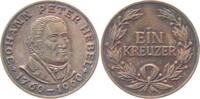 Baden-Durlach Cu-Kreuzer (sogen. Hebel-Kreuzer) 1960, zum 200. Geburtstag Johann Peter Hebel (* Republik und Neuzeit 1918. -