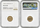 1 pfennig Germany 1 pfennig 1907 E, NGC MS64 RB, German Empire (1871 - 1922) Top Pop -
