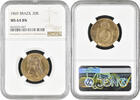 20 reis Brazil 20 reis 1869, NGC MS64 BN, Emperor Pedro II (1831 - 1889) -