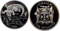 10 dollars Jamaica 10 dollars 1981, PROOF, Crocodile -