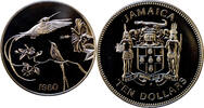 10 dollars Jamaica 10 dollars 1980, PROOF, Hummingbird -