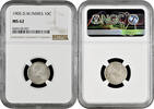 10 cents Danish West Indies 10 cents 1905, NGC MS62, King Christian IX (1873 - 1906) -