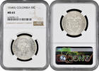 50 centavos Colombia 50 centavos 1934 (S), NGC MS65, President Simon Bolivar (1819 - 1830) -