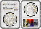 1 peso Colombia 1 peso 1956, NGC MS66, 200th Anniversary - Popayan Mint -