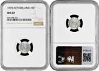 10 cents Netherlands 10 cents 1925, NGC MS62, Queen Wilhelmina (1890 - 1948) -