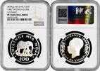 100 Shilingi Tanzania 100 Shilingi 1986, NGC PF70 UC, World Wildlife Fund - Elephant -