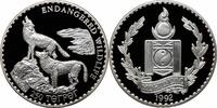 250 tugrik Mongolia 250 tugrik 1992, PROOF, Endangered Wildlife - Wolf silver coin -