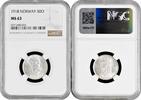 ore Norway 50 ore 1918, NGC MS63, King Haakon VII (1906 - 1957) silver coin -