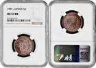5 reis Azores 5 reis 1901, NGC MS64 RB, Portuguese Administration (1848 - 1901) -