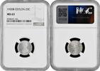 25 cents Ceylon 25 cents 1920 B, NGC MS63, King George V (1911 - 1936) silver coin -