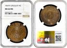 4 centesimos Uruguay 4 centesimos 1869 A, NGC MS62 BN, Peso (1862 - 1974) -