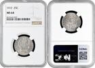 25 cents USA quarter dollar (25 cents) 1912, NGC MS64, Barber Quarter silver coin -