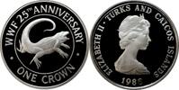 COLONIES & TERRITORIES 1 crown Turks and Caicos Islands 1 crown 1988, PROOF, World Wildlife Fund - Rock Iguana -