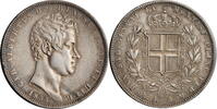 5 lire Sardinia 5 lire 1835 P, XF-AU, King Charles Albert (1831 - 1849) -