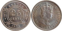 25 cents Belize 25 cents 1974, BU, Queen Elizabeth II (1973 - 2016) -