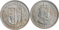 1 rupee Mauritius 1 rupee 1956, BU, Queen Elizabeth II (1953 - 1986) -