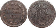 1/2 baiocco Papal States 1/2 baiocco 1847 R, XF, Pope Pius IX (1846 - 1878) -
