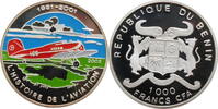 1000 francs Benin 1000 francs 2002, PROOF, History of Aviation - Lockheed Orion -