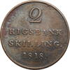 2 rigsbankskilling Denmark 2 rigsbankskilling 1818, VF, King Frederick VI (1808 - 1839) -