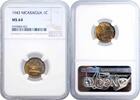 1 centavo Nicaragua 1 centavo 1943, NGC MS64, Cordoba (1912 - 1990) -