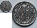 50 reichspfennig Germany 50 reichspfennig 1938 J, XF, Weimar Republic (Reichsmark) (1924-1938) -