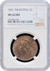 2 centavos Argentina 2 centavos 1891, NGC MS64 BN, Argentine Peso (1881 - 1969) -
