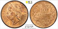 10 centesimi Italy 10 centesimi 1894 BI, PCGS MS64 RB, King Umberto I (1878 - 1900) -